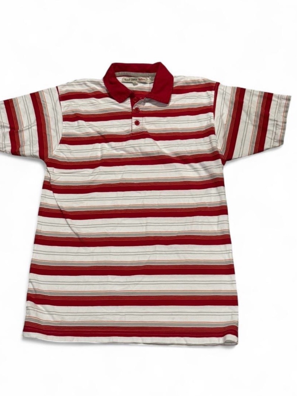 Point Zero Red and White Striped Polo Shirt